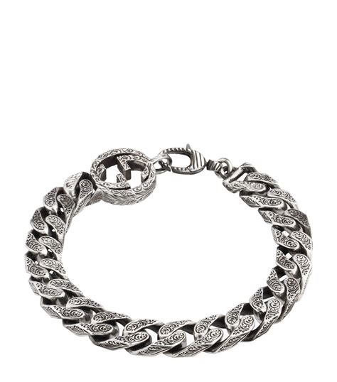 Gucci Sterling Silver Interlocking Chain Bracelet 